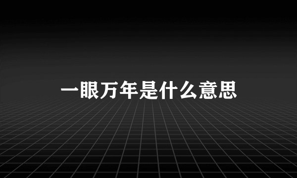 一眼万年是什么意思