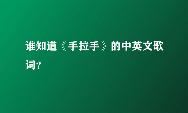 谁知道《手拉手》的中英文歌词？