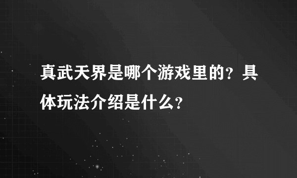 真武天界是哪个游戏里的？具体玩法介绍是什么？