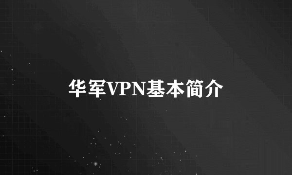华军VPN基本简介