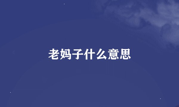 老妈子什么意思