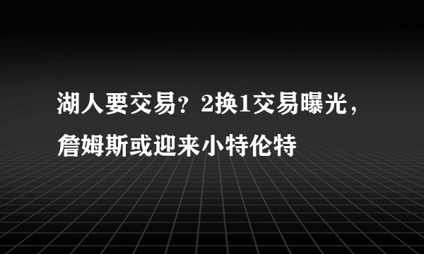 湖人要交易？2换1交易曝光，詹姆斯或迎来小特伦特