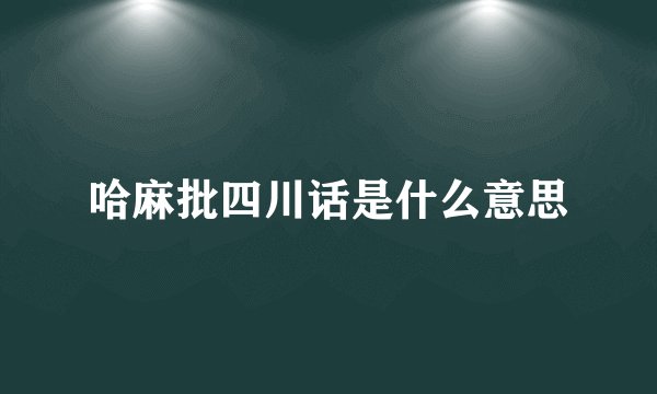 哈麻批四川话是什么意思