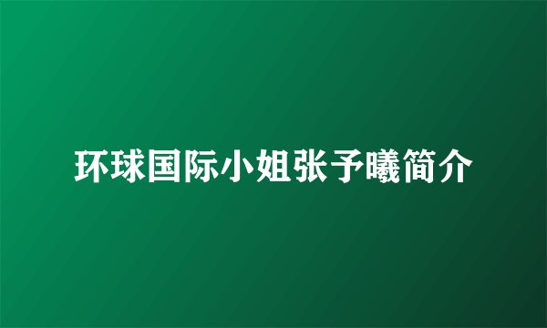 环球国际小姐张予曦简介