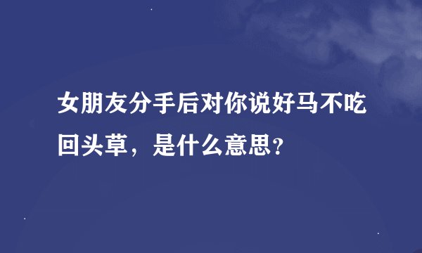 女朋友分手后对你说好马不吃回头草，是什么意思？