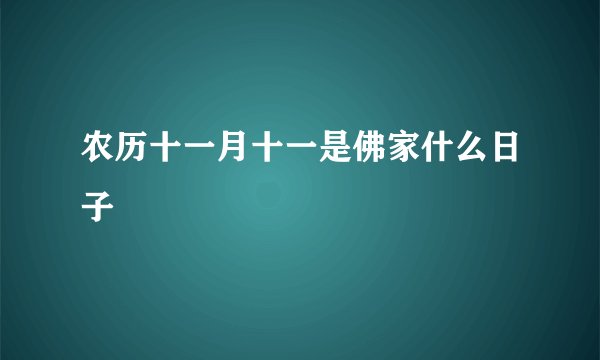 农历十一月十一是佛家什么日子