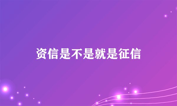 资信是不是就是征信