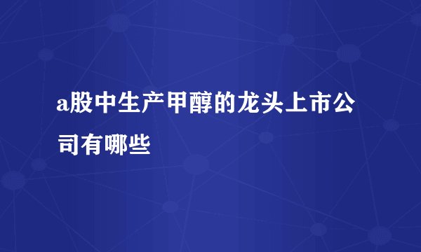 a股中生产甲醇的龙头上市公司有哪些