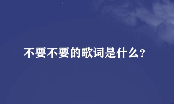 不要不要的歌词是什么？