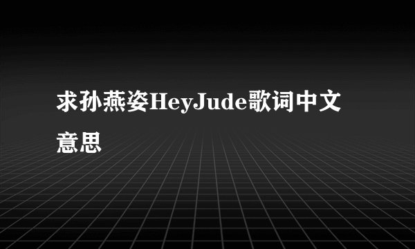 求孙燕姿HeyJude歌词中文意思