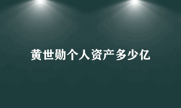 黄世勋个人资产多少亿
