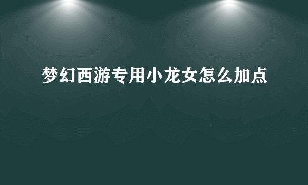 梦幻西游专用小龙女怎么加点