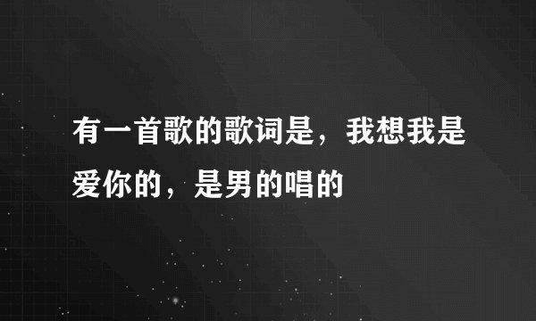 有一首歌的歌词是，我想我是爱你的，是男的唱的