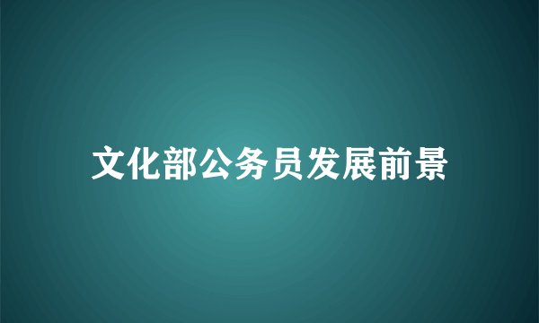 文化部公务员发展前景