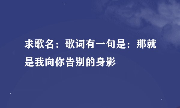 求歌名：歌词有一句是：那就是我向你告别的身影