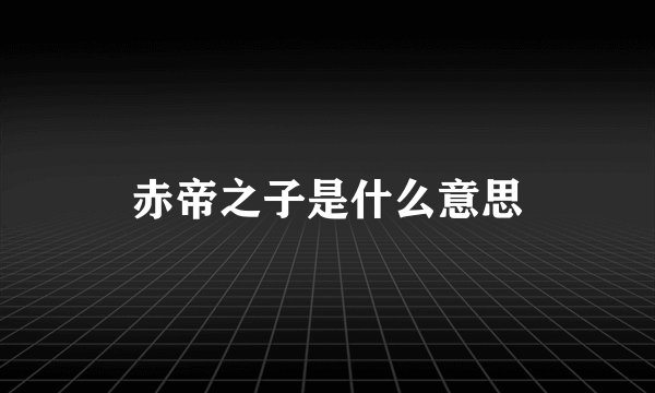 赤帝之子是什么意思