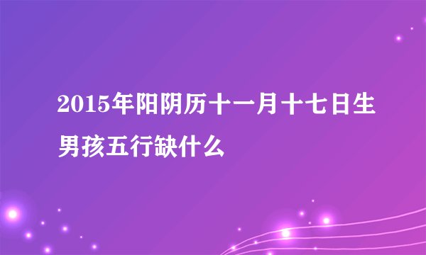 2015年阳阴历十一月十七日生男孩五行缺什么