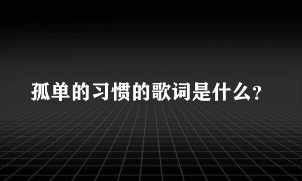 孤单的习惯的歌词是什么？