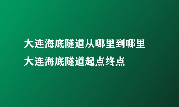 大连海底隧道从哪里到哪里 大连海底隧道起点终点
