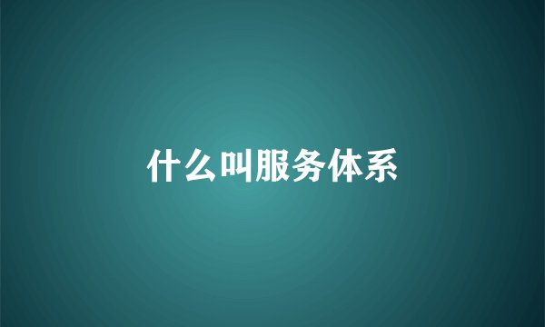 什么叫服务体系