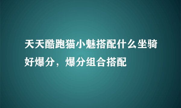 天天酷跑猫小魅搭配什么坐骑好爆分，爆分组合搭配