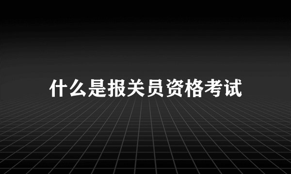 什么是报关员资格考试