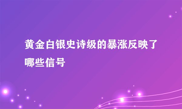 黄金白银史诗级的暴涨反映了哪些信号