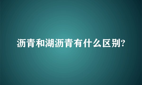 沥青和湖沥青有什么区别?