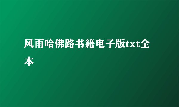风雨哈佛路书籍电子版txt全本