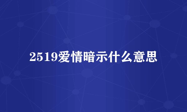 2519爱情暗示什么意思