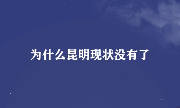 为什么昆明现状没有了