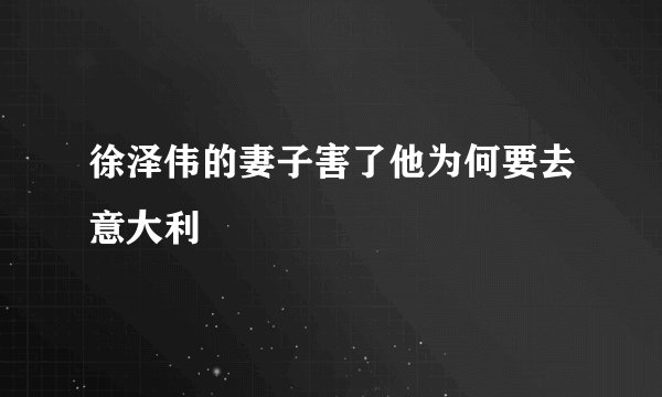 徐泽伟的妻子害了他为何要去意大利