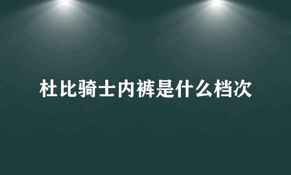 杜比骑士内裤是什么档次
