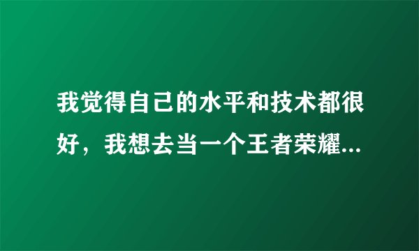 我觉得自己的水平和技术都很好,我想去当一个王者荣耀代练玩家应该怎么做?