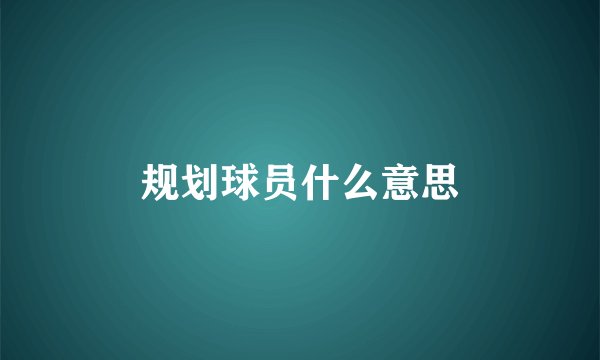 规划球员什么意思