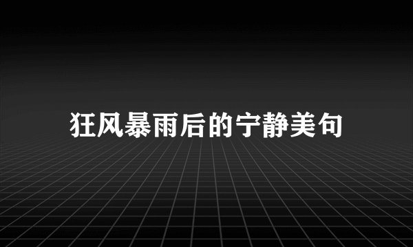 狂风暴雨后的宁静美句