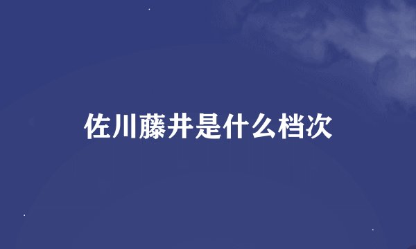 佐川藤井是什么档次