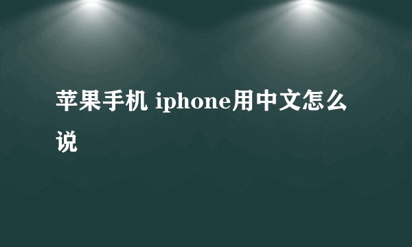 苹果手机 iphone用中文怎么说