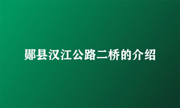 郧县汉江公路二桥的介绍