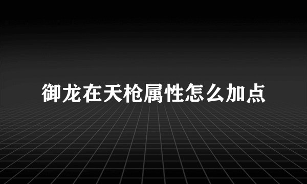 御龙在天枪属性怎么加点