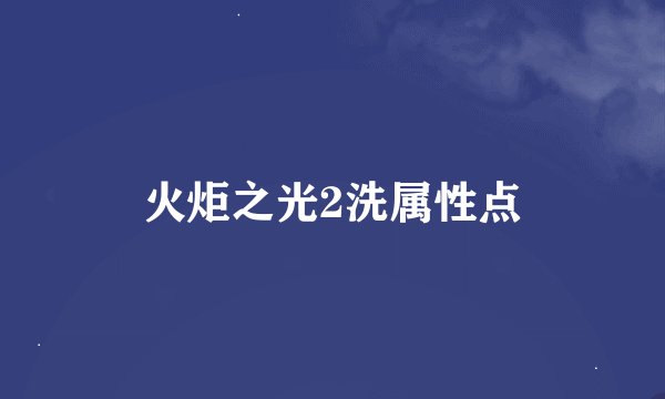 火炬之光2洗属性点