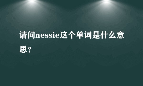 请问nessie这个单词是什么意思？
