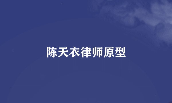 陈天衣律师原型