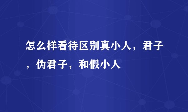 怎么样看待区别真小人，君子，伪君子，和假小人
