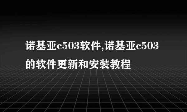 诺基亚c503软件,诺基亚c503的软件更新和安装教程