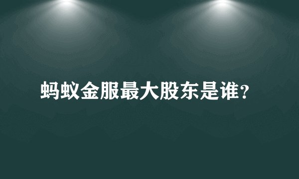 蚂蚁金服最大股东是谁？
