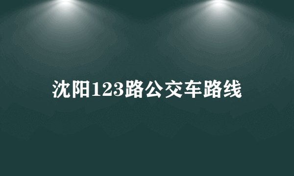 沈阳123路公交车路线