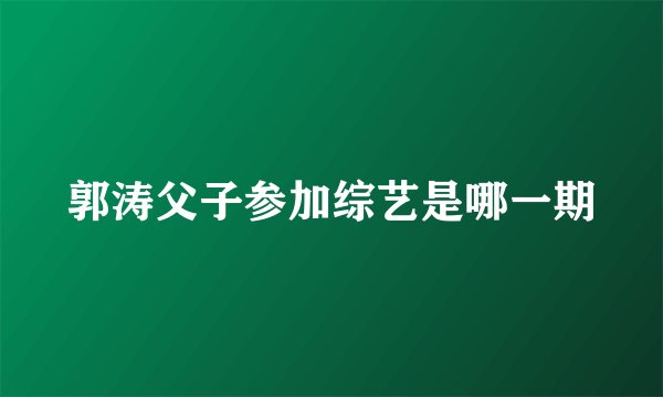郭涛父子参加综艺是哪一期