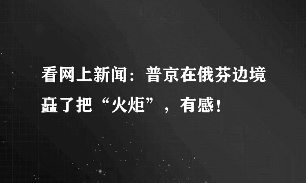 看网上新闻:普京在俄芬边境矗了把“火炬”,有感!