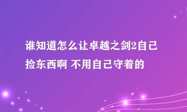 谁知道怎么让卓越之剑2自己捡东西啊 不用自己守着的